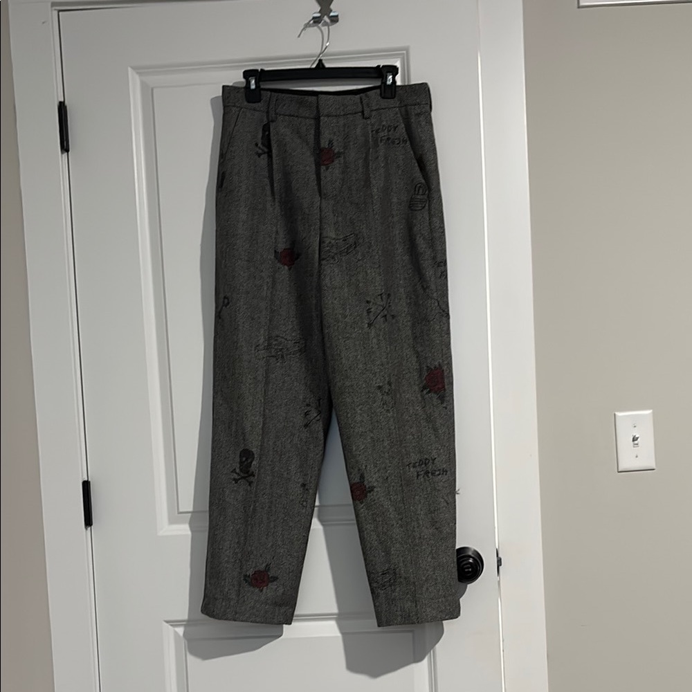 Teddy Fresh Wool Blend work pants with printed details